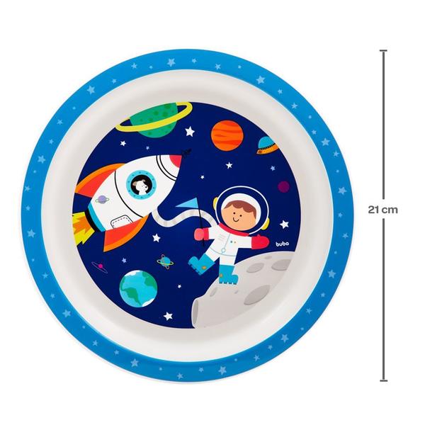 Imagem de Kit Alimentação Pratinho Colher E Garfo Aventuras Astronauta Buba