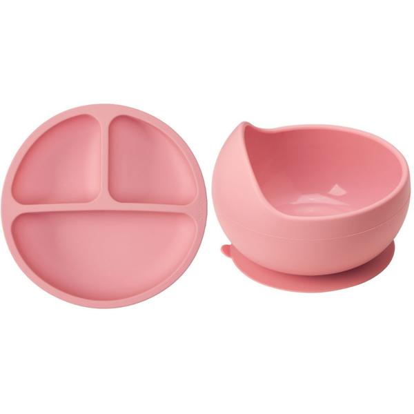 Imagem de Kit Alimentação Silicone Buba 2pçs Pratinho Bowl Em Silicone Bebe Introdução Rosa