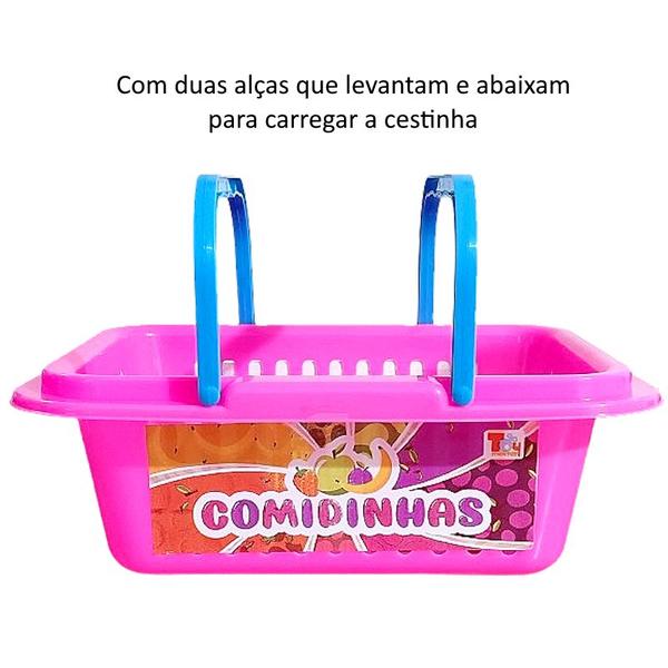 Kit Alimentos de Brinquedo Crec Cre + Cesta de Mercado 8 peças Faz de Conta - Toy Master Imagem de Kit Alimentos de Brinquedo Crec Cre + Cesta de Mercado 8 peças Faz de Conta