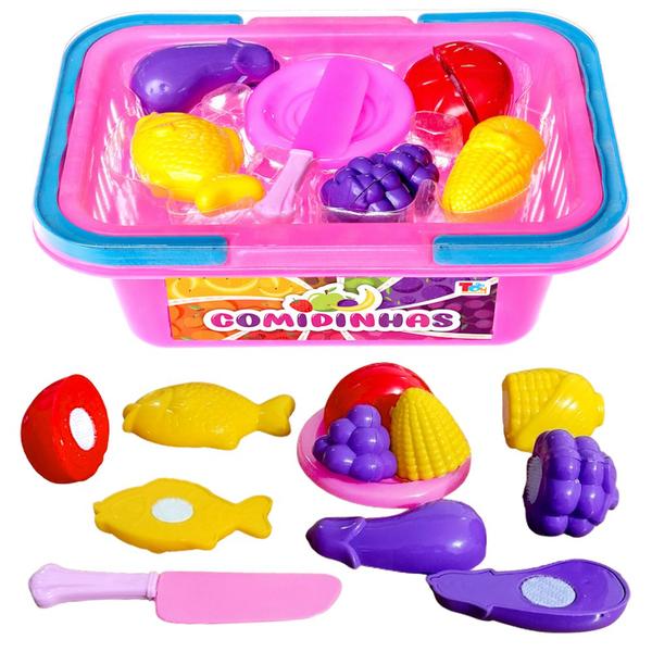 Kit Alimentos de Brinquedo Crec Cre + Cesta de Mercado 8 peças Faz de Conta - Toy Master Imagem de Kit Alimentos de Brinquedo Crec Cre + Cesta de Mercado 8 peças Faz de Conta