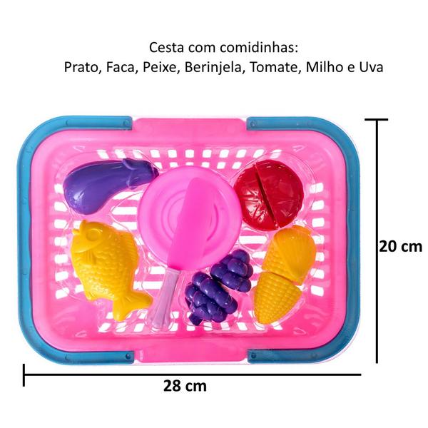 Kit Alimentos de Brinquedo Crec Cre + Cesta de Mercado 8 peças Faz de Conta - Toy Master Imagem de Kit Alimentos de Brinquedo Crec Cre + Cesta de Mercado 8 peças Faz de Conta
