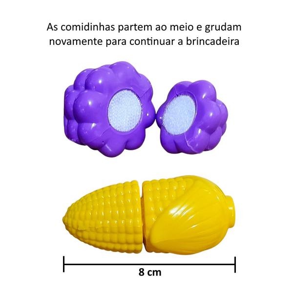 Imagem de Kit Alimentos de Brinquedo Crec Crec + 2 Cestas Mercado 16 peças