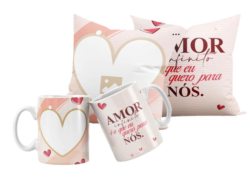 Imagem de Kit almofada 30x30, caneca de 325 ml, Amor.