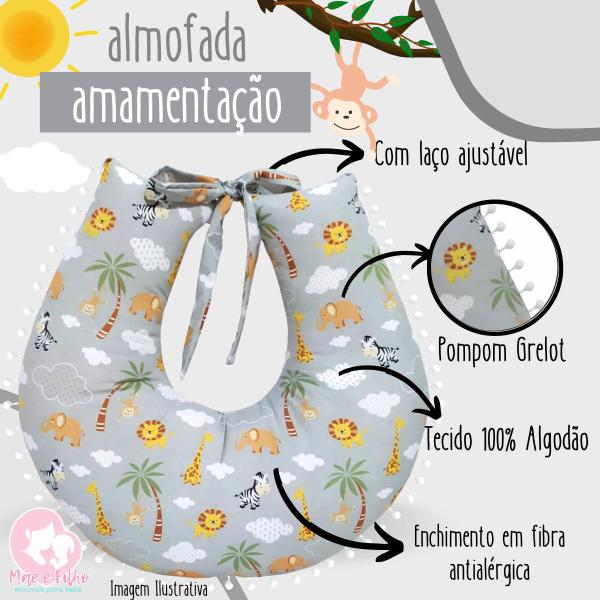 Imagem de Kit Almofada Amamentação + Capa de Bebê Conforto + Capa de Carrinho - Mãe e Filho Enxovais