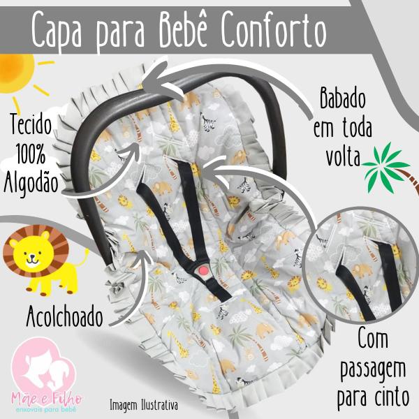 Imagem de Kit Almofada Amamentação + Capa de Bebê Conforto + Capa de Carrinho - Mãe e Filho Enxovais