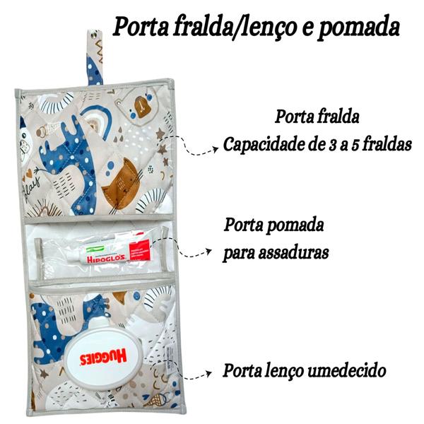 Imagem de Kit Almofada Amamentação com Porta Fralda Bebê Menina Menino