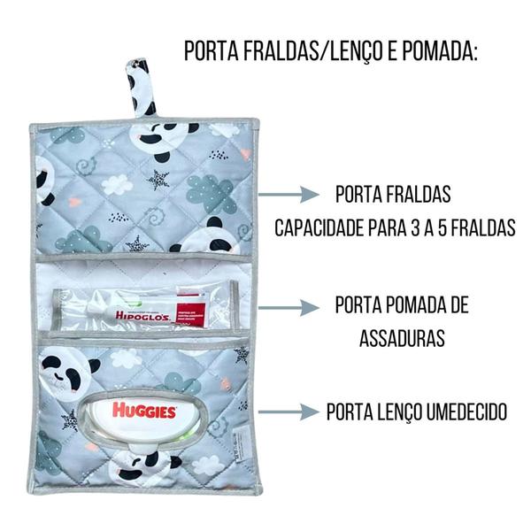 Imagem de Kit Almofada Amamentação com Porta Fralda Bebê Menina Menino