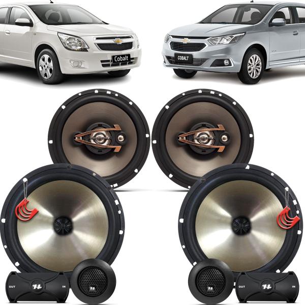 Imagem de Kit Alto Falantes Dianteiros + Traseiros Chevrolet Cobalt 2011 até 2020 - Hurricane Platino 640w