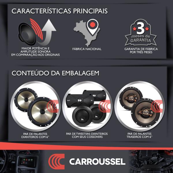 Imagem de Kit Alto Falantes Dianteiros + Traseiros Chevrolet Spin 2013 até 2021 - Hurricane Platino 640w