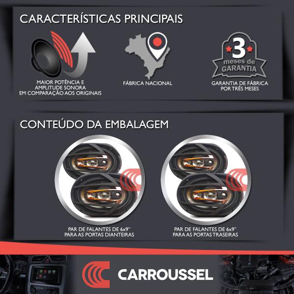 Imagem de Kit Alto Falantes Dianteiros Traseiros Jeep Renegade - Hurricane Platino Quadriaxial 6x9 1200w