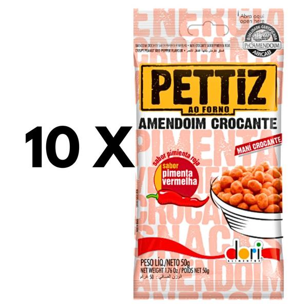 Imagem de Kit Amendoim Pettiz DORI Pimenta Vermelha - 10un De 50g Cada