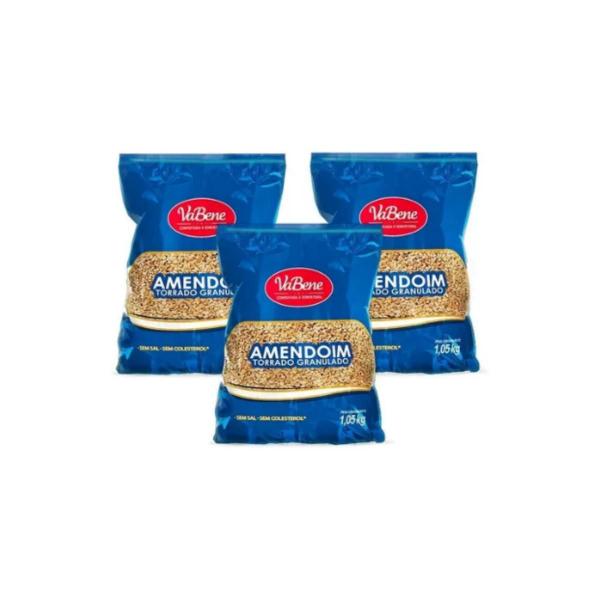 Kit amendoim torrado granulado 1,05kg com 3 unidades vabene Imagem de Kit amendoim torrado granulado 1,05kg com 3 unidades vabene