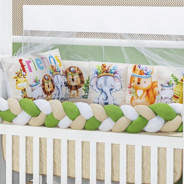 Imagem de Kit Americano Berço Baby Zoo Estampado 10 Peças Bebe Luxuoso