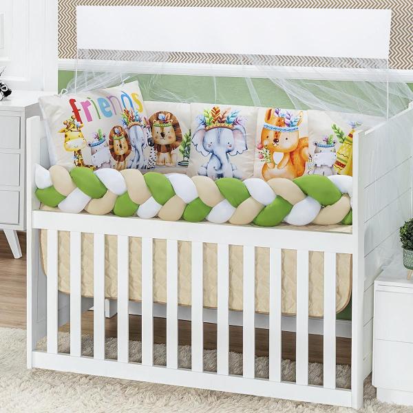 Imagem de Kit Americano Berço Baby Zoo Estampado 10 Peças Bebe Luxuoso