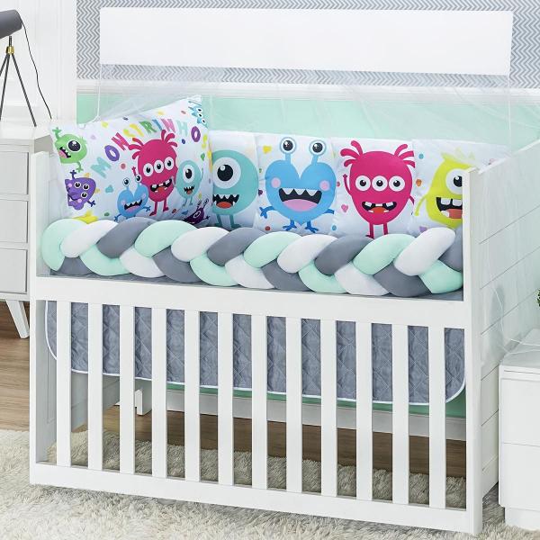 Imagem de Kit Americano Berço Baby Zoo Estampado 10 Peças Bebe Luxuoso