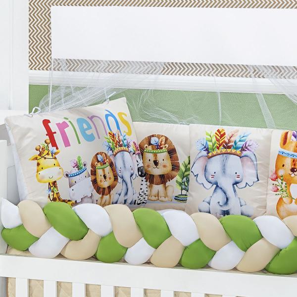 Imagem de Kit americano de berço baby zoo estampado 10 peças para bebe luxuoso