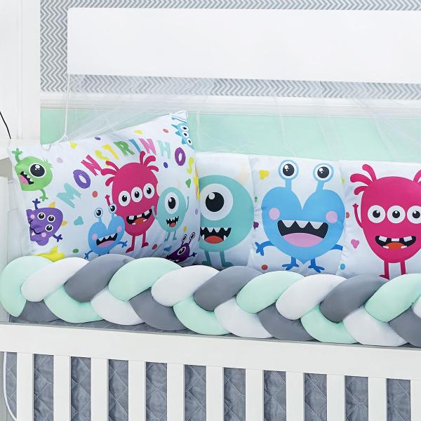 Imagem de Kit americano de berço baby zoo estampado 10 peças para bebe luxuoso