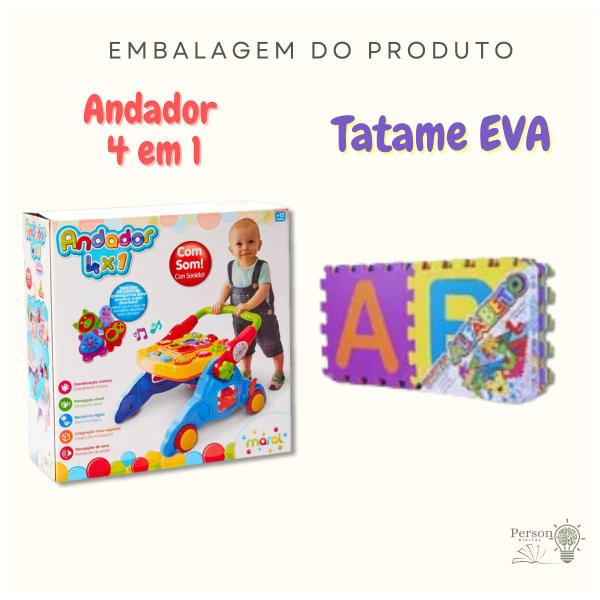 Imagem de Kit Andador Mesinha Interativa + 2 Tatames Alfabeto Emborrachado Criança