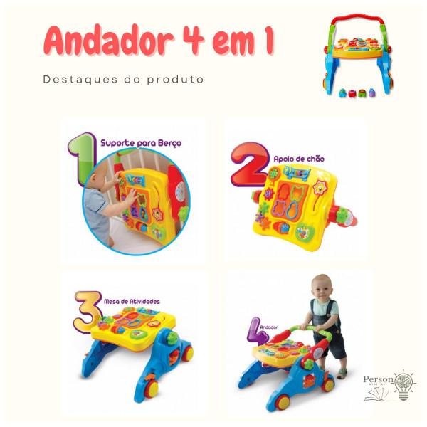 Imagem de Kit Andador Mesinha Interativa + 2 Tatames Alfabeto Emborrachado Criança