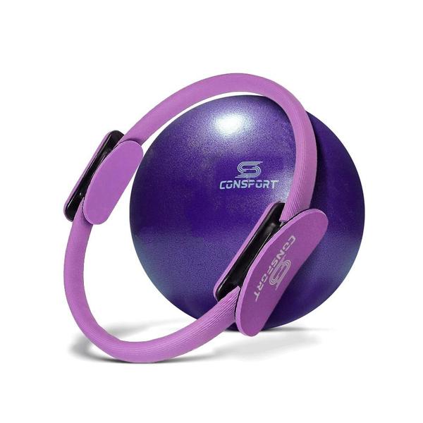 Imagem de Kit Anel Tonificador Arco Pilates + Overball Bola - Roxo