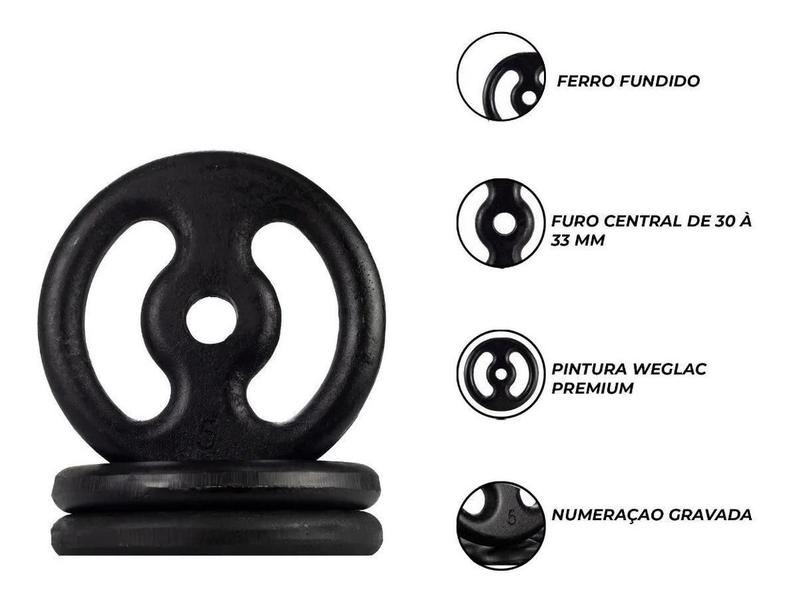 Kit Anilhas 4 X 1Kg Para Barra Halter Musculação Preto - Irn Imagem de Kit Anilhas 4 X 1Kg Para Barra Halter Musculação Preto