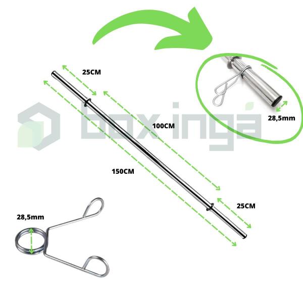 Imagem de Kit Anilhas de Ferro 30 Kg + 2 Barras de 40cm + Barra de 150cm