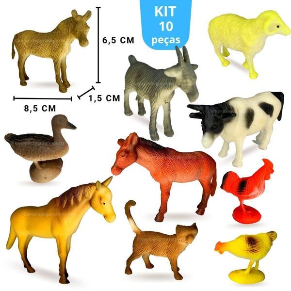 Imagem de Kit Animais Da Fazenda Fazendinha De Brinquedo Borracha Vaca - Cs Imports