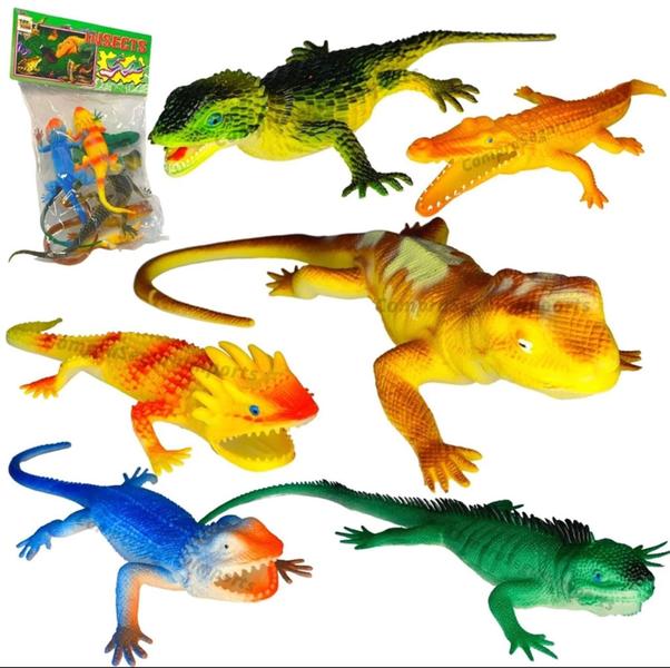 Imagem de Kit Animais De Brinquedo Emborrachado Répteis Jacaré Lagarto