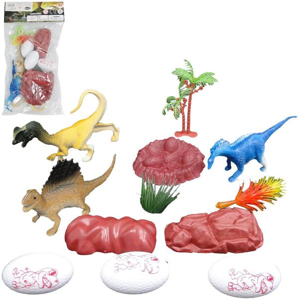 Imagem de Kit animal dinossauro de plastico dinosaur jurassic world com acessorios 12 pecas