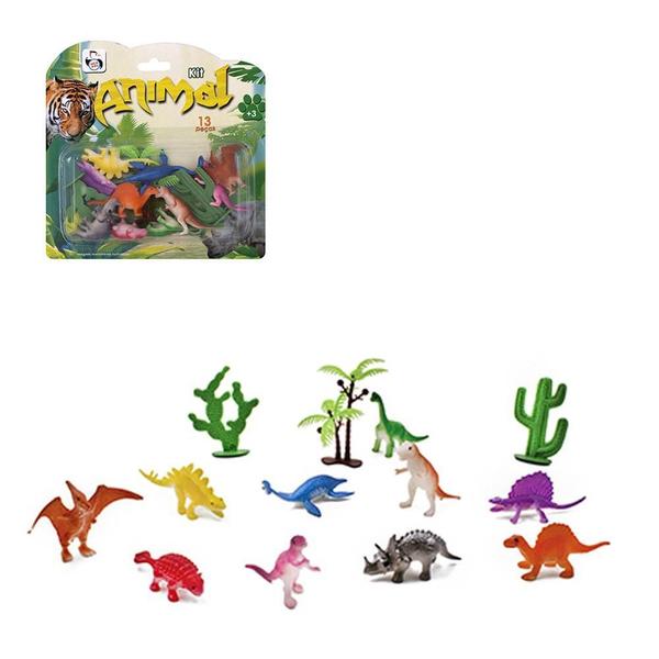 Imagem de Kit Animal Selvagem Dinossauros De Pvc Com 13 Pecas