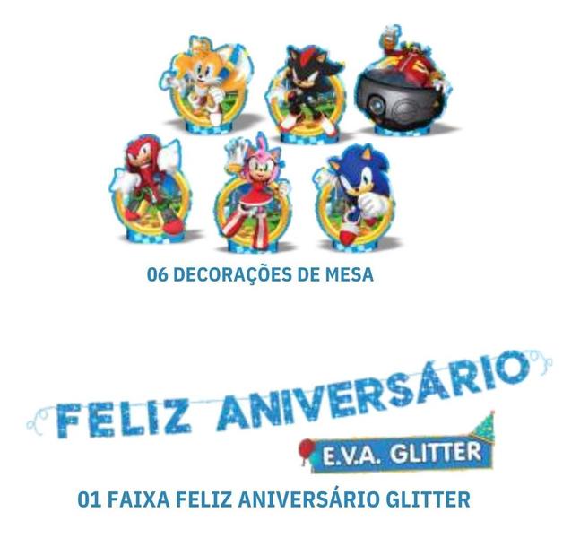 Imagem de Kit Aniversariante Filme Do Sonic Com Enfeites E Painel Tnt