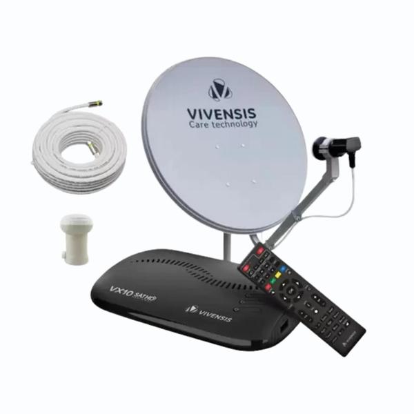 Imagem de Kit Antena 75cm e Receptor VX10 com cabo 15Mts - Vivensis