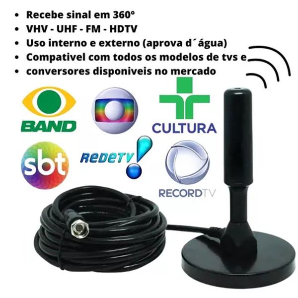 Imagem de Kit Antena Digital TV Interna Externa HDTV UHF Cabo Iamantada Smart A Prova Agua