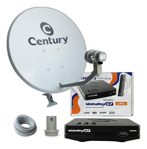 Imagem de Kit Antena Parabólica Digital  Banda Ku C/ Midiabox B7 5G Century LNBF E CABO