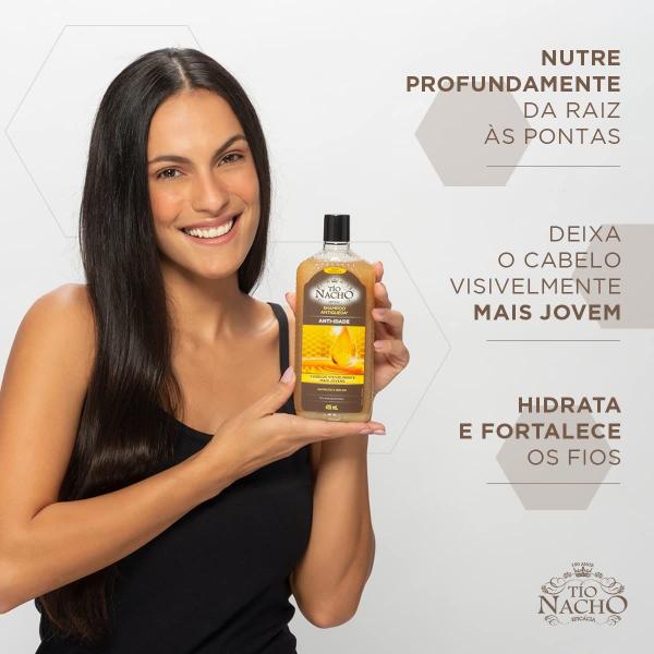 Imagem de Kit anti-idade shampoo + condicionador Tio Nacho 415mL cabelos jovens