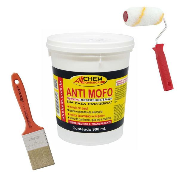 Imagem de Kit Anti Mofo Preventivo 900ml + Trincha Pincel + Rolo 9cm