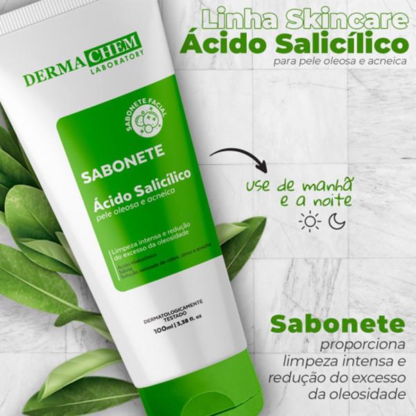 Imagem de Kit Antiolisade Skincare Gel Facial Sabonete e Lenço Umedecido Ácido Salicílico Dermachem