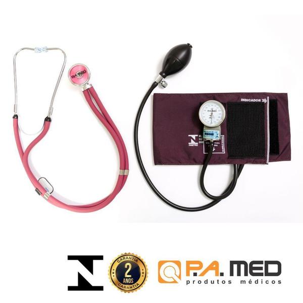 Kit Ap. Pressão Esfigmomanômetro + Estetoscópio Bordo PA Med - P.A. MED Imagem de Kit Ap. Pressão Esfigmomanômetro + Estetoscópio Bordo PA Med - P.A. MED