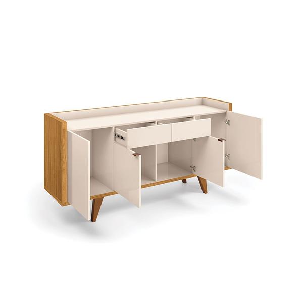 Imagem de Kit Aparador Buffet 160 cm com Cristaleira para Sala de Estar Edenia H01 Nature - Off White Clique Chique