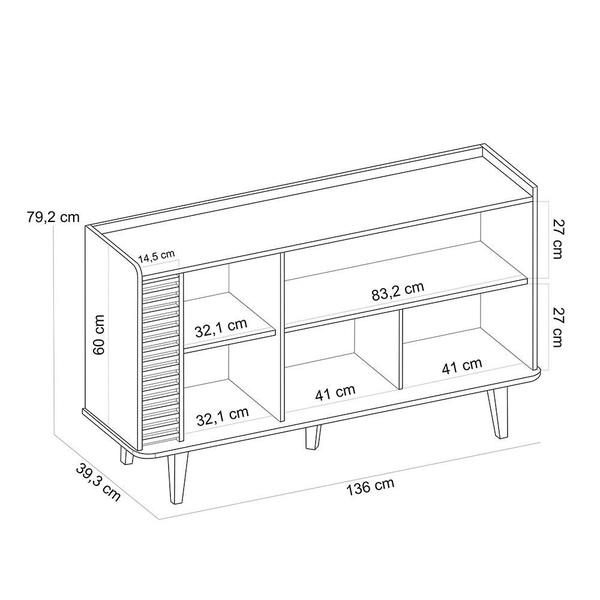 Imagem de Kit Aparador Buffet Bar Living com Cristaleira Adega Julia C04 Off White Matte Freijó - Lyam Decor