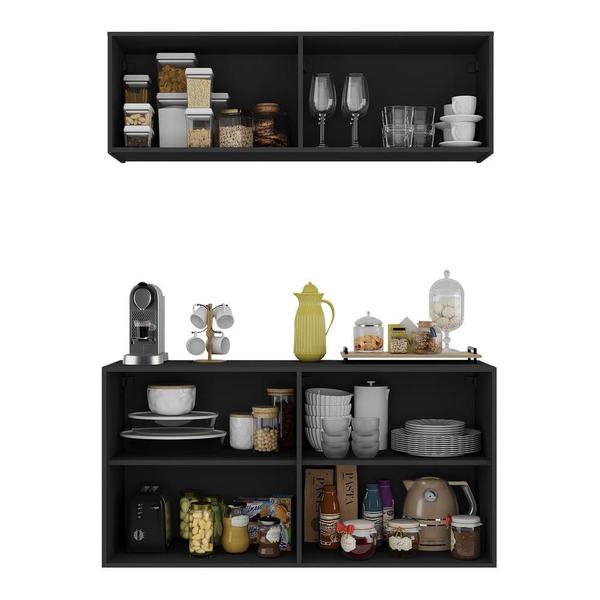 Kit Aparador Buffet com Armário Aéreo 4 Portas Cantinho do Café Multimóveis MP1074 Imagem de Kit Aparador Buffet com Armário Aéreo 4 Portas Cantinho do Café Multimóveis MP1074