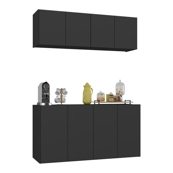 Kit Aparador Buffet com Armário Aéreo 4 Portas Cantinho do Café Multimóveis MP1074 Imagem de Kit Aparador Buffet com Armário Aéreo 4 Portas Cantinho do Café Multimóveis MP1074