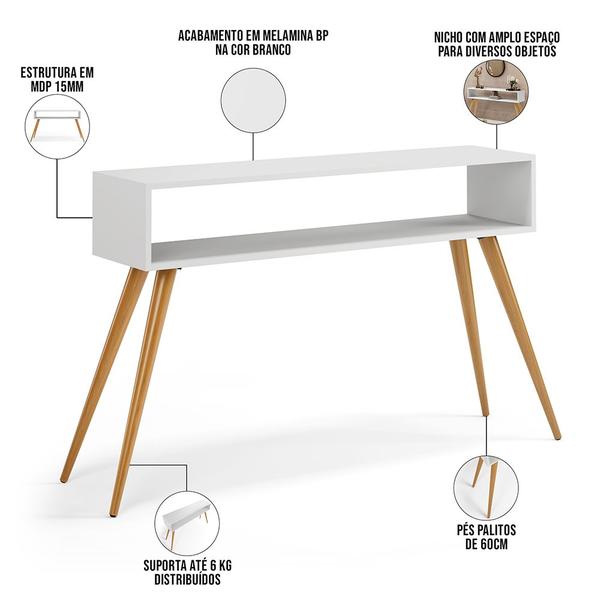 Imagem de Kit Aparador com Mesa de Centro Mônaco Pés Palito L03 Branco - Lyam Decor