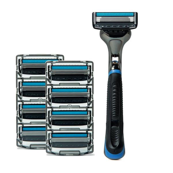 Imagem de Kit Aparelho de Barbear Barbeador The Razor 4 Lâminas Recarregável c/9 Recargas Dr Jones