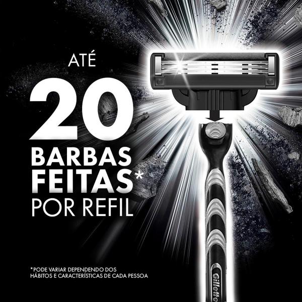 Imagem de Kit Aparelho de Barbear Gillete Mach3 Carbono + Carga Gillete Mach3 Carbono 2 Unidades