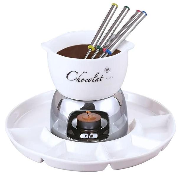 Imagem de Kit Aparelho De fondue Ceramica 8 Peças Queijo Chocolate