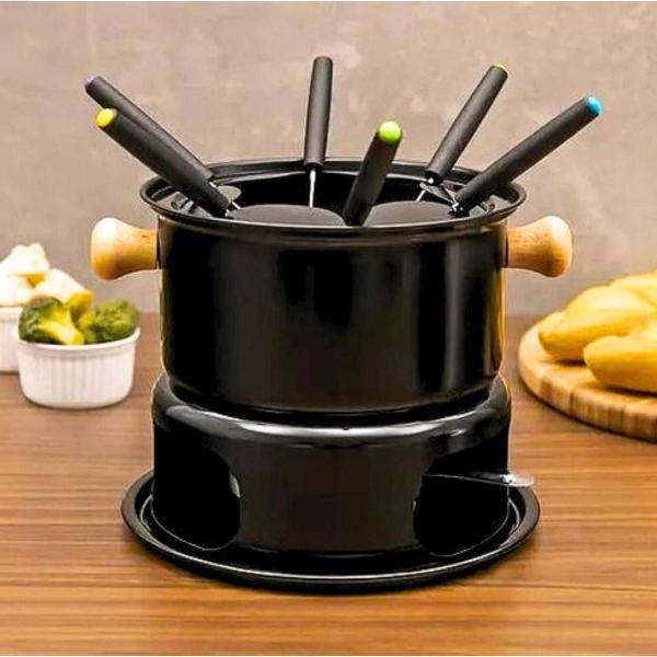 Imagem de Kit Aparelho De Fondue Conjunto Completo 11 Peças Inverno Panela Chocolate Queijo