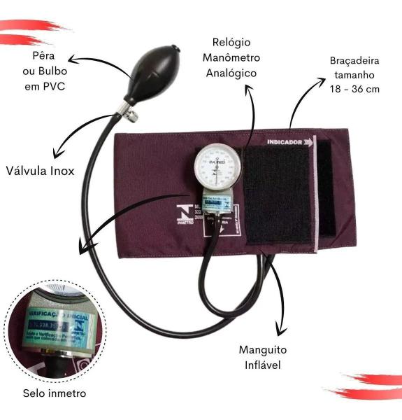 Imagem de Kit Aparelho De Medir Pressão Esfigmomanômetro + Estetoscópio PA Med