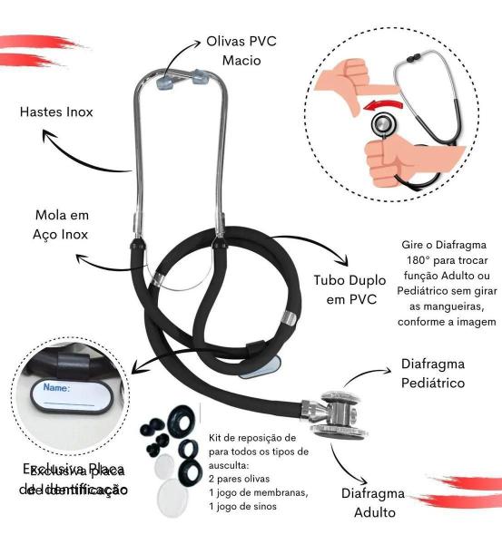 Imagem de Kit Aparelho De Pressão Esfigmomanômetro + Estetoscópio PA Med