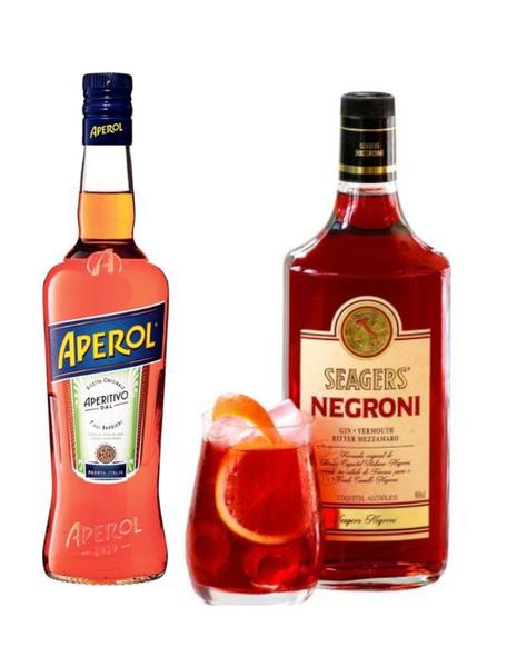 Kit Aperitivo Aperol 750ml + Gin Seagers Negroni 980ml - Aperol e Seagers Imagem de Kit Aperitivo Aperol 750ml + Gin Seagers Negroni 980ml